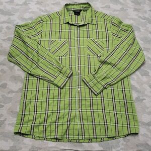 Millet Shirt Mens 2XL Green Plaid Pockets Long Sleeve Button-Up